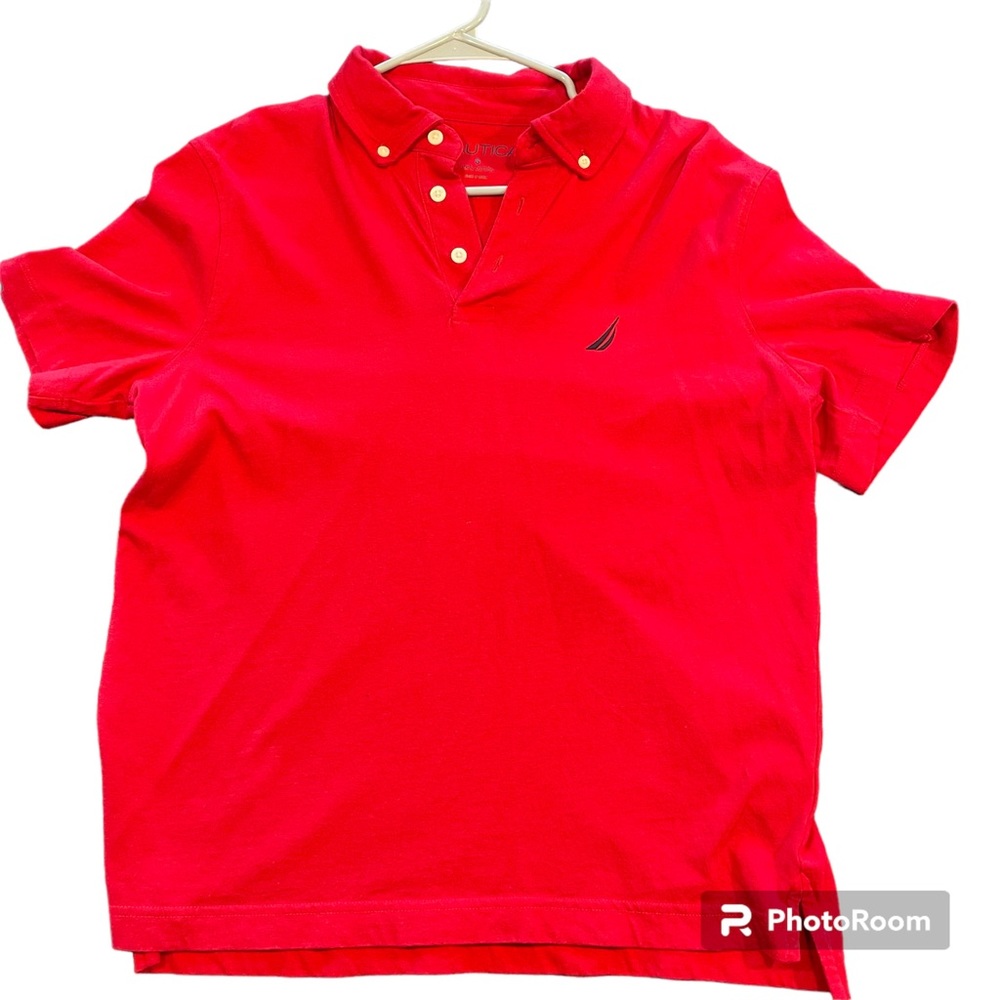 Nautica Red Button Up Casual shirt Men’s Small 100% Cotton